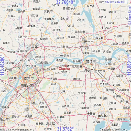 Xiashu on map