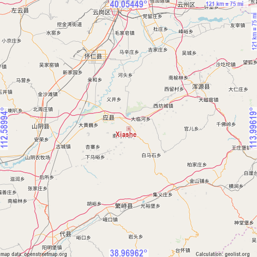 Xiashe on map