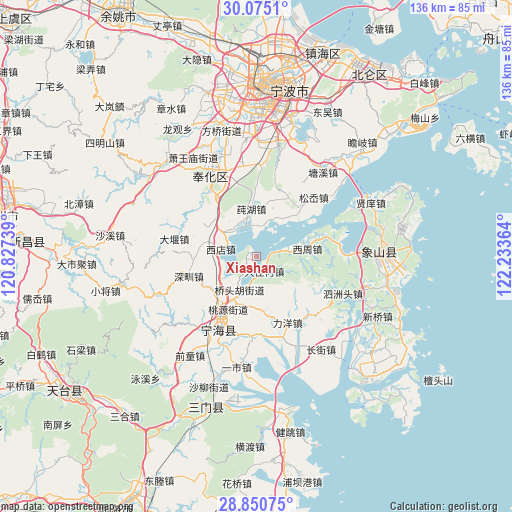 Xiashan on map