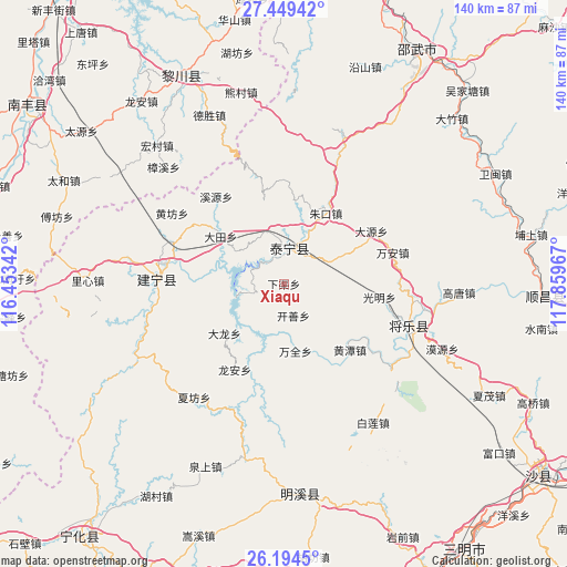 Xiaqu on map