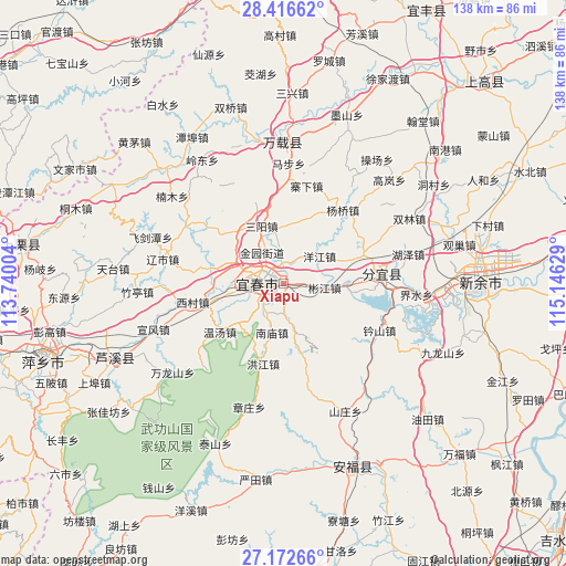 Xiapu on map