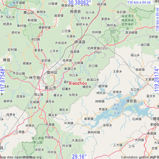 Xiaozhou on map