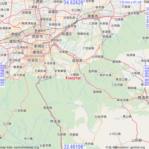 Xiaozhai on map