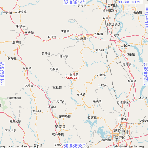 Xiaoyan on map