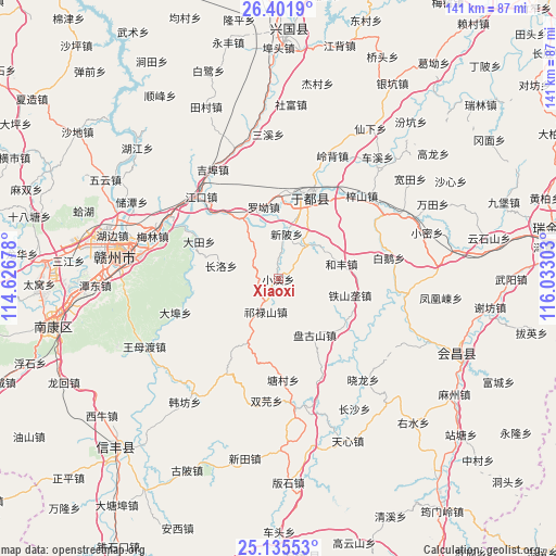 Xiaoxi on map