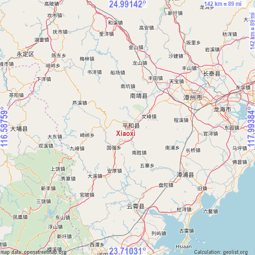 Xiaoxi on map