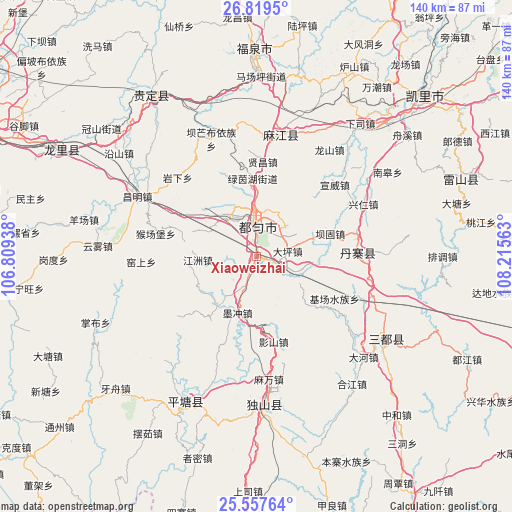 Xiaoweizhai on map