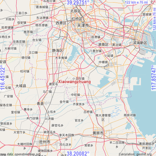 Xiaowangzhuang on map