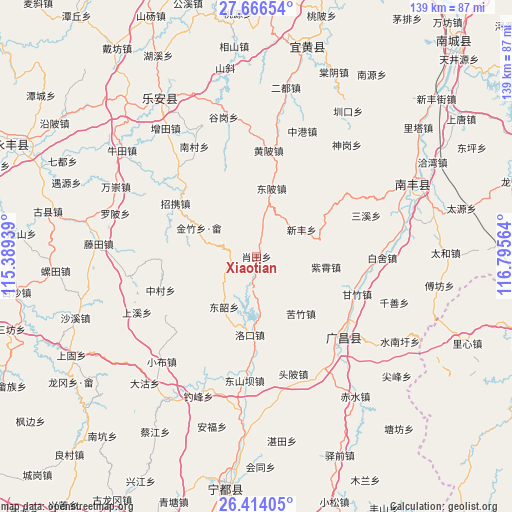 Xiaotian on map