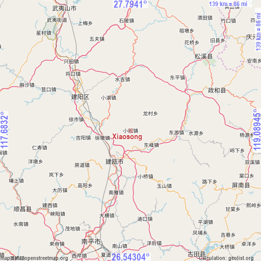 Xiaosong on map