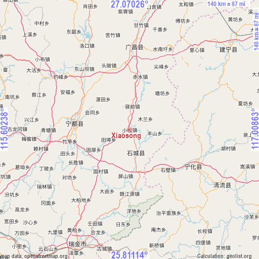 Xiaosong on map