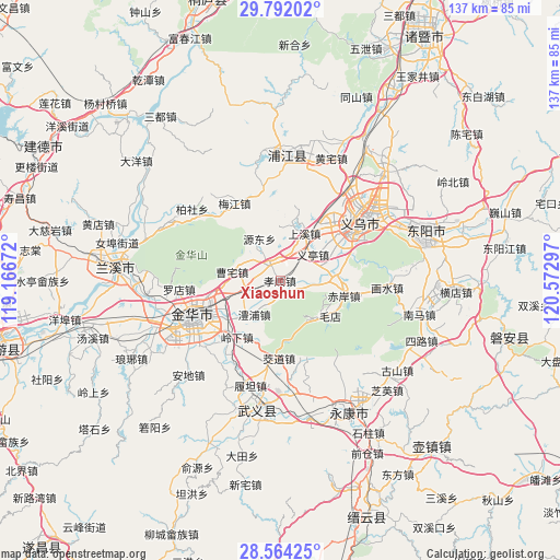 Xiaoshun on map