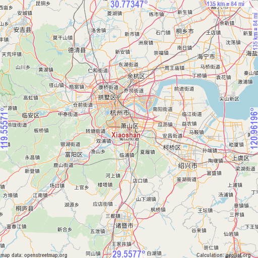 Xiaoshan on map