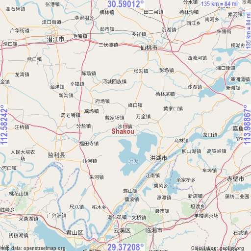 Shakou on map