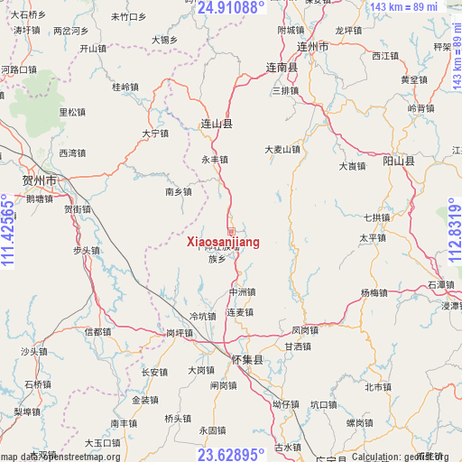 Xiaosanjiang on map