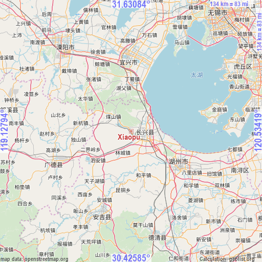 Xiaopu on map