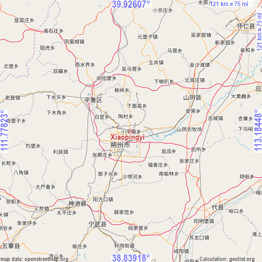 Xiaopingyi on map