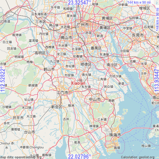 Xiaolan on map