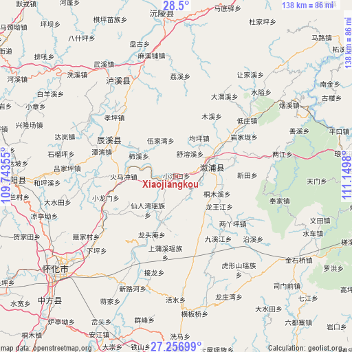 Xiaojiangkou on map