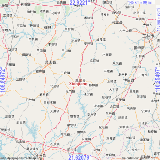 Xiaojiang on map