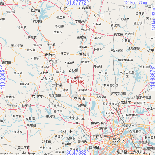 Xiaogang on map