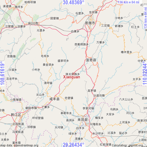 Xiaoguan on map