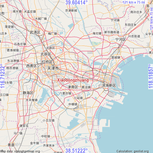 Xiaodongzhuang on map