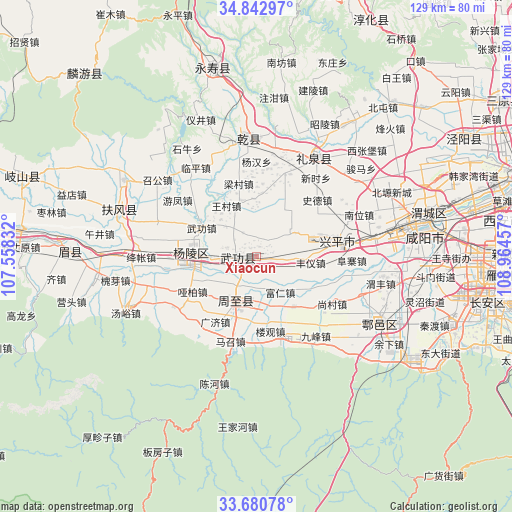 Xiaocun on map