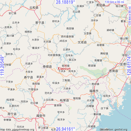 Xiaocun on map