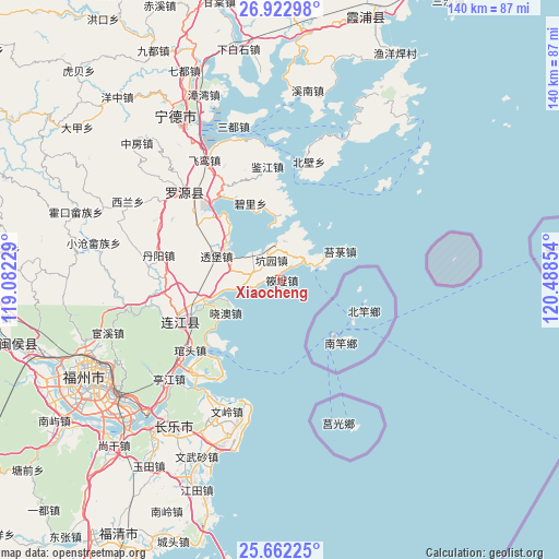 Xiaocheng on map
