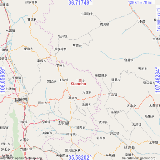 Xiaocha on map