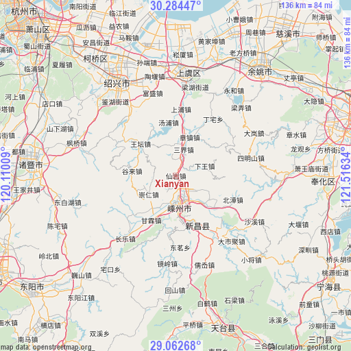 Xianyan on map