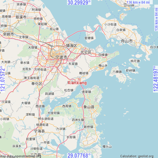 Xianxiang on map