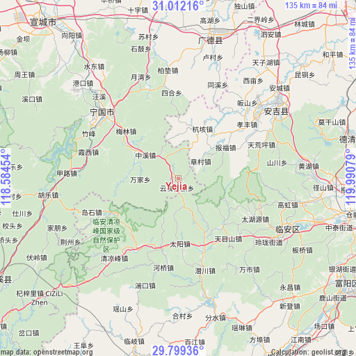 Yejia on map