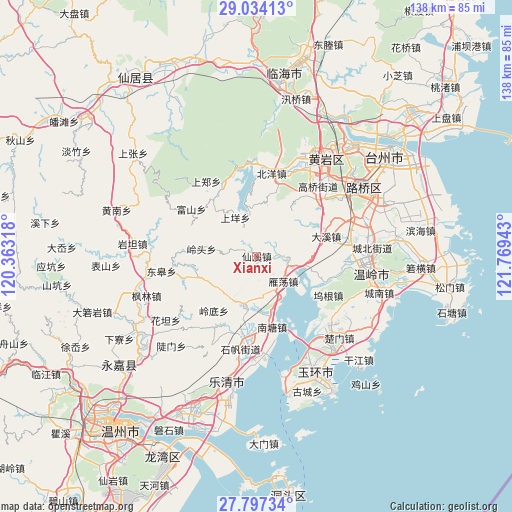 Xianxi on map