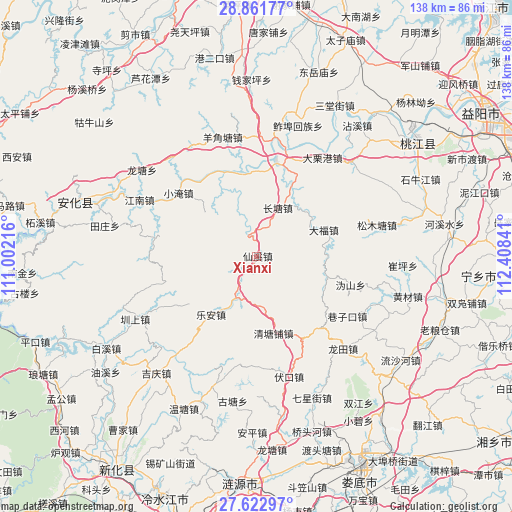 Xianxi on map