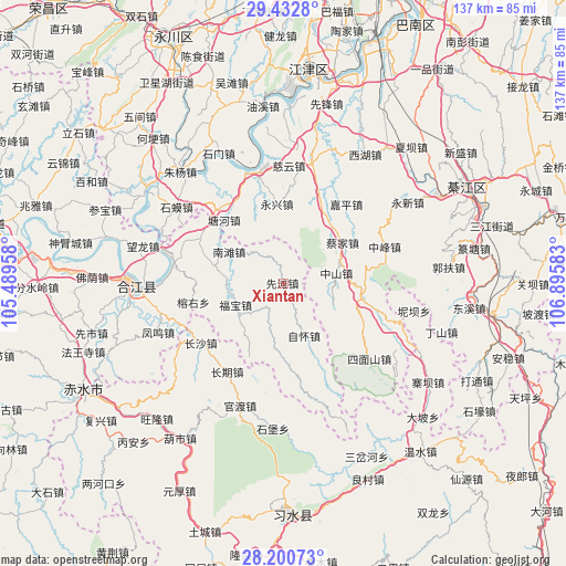 Xiantan on map