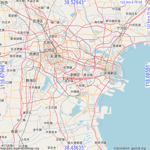 Xianshuigu on map