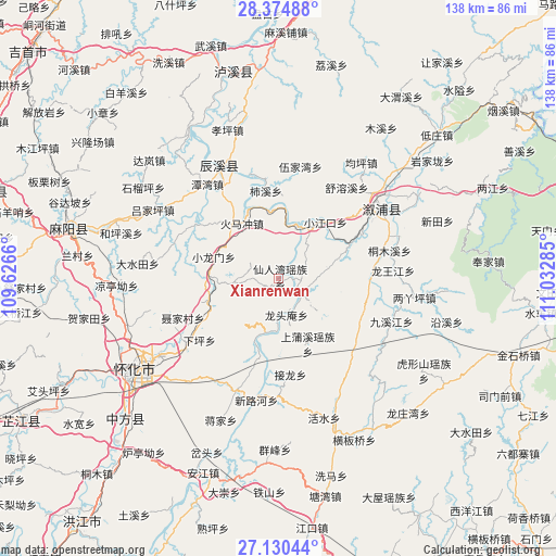 Xianrenwan on map