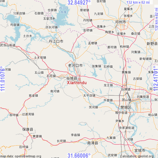 Xianrendu on map