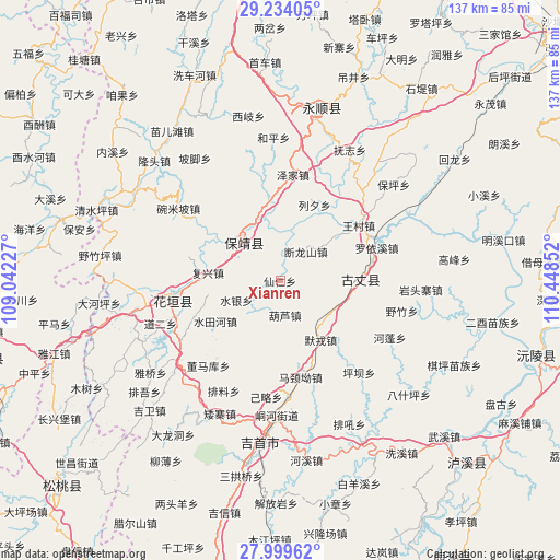 Xianren on map