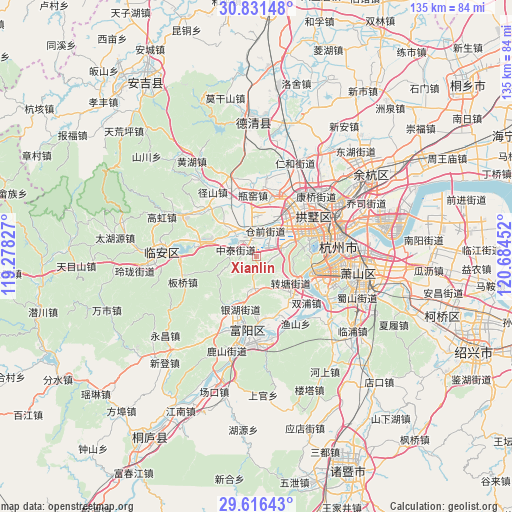 Xianlin on map