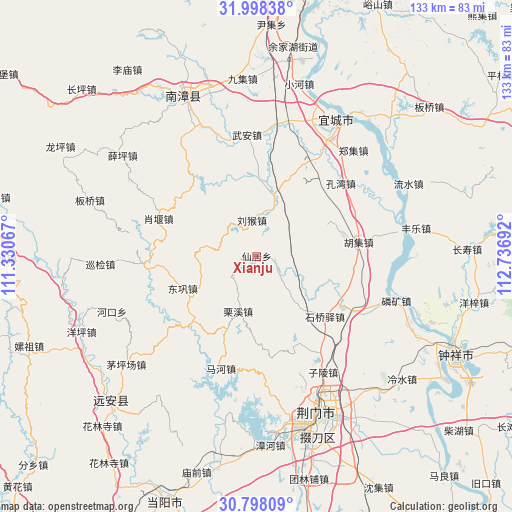 Xianju on map