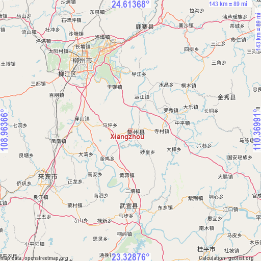 Xiangzhou on map