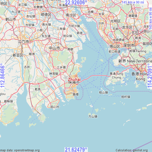 Zhuhai on map