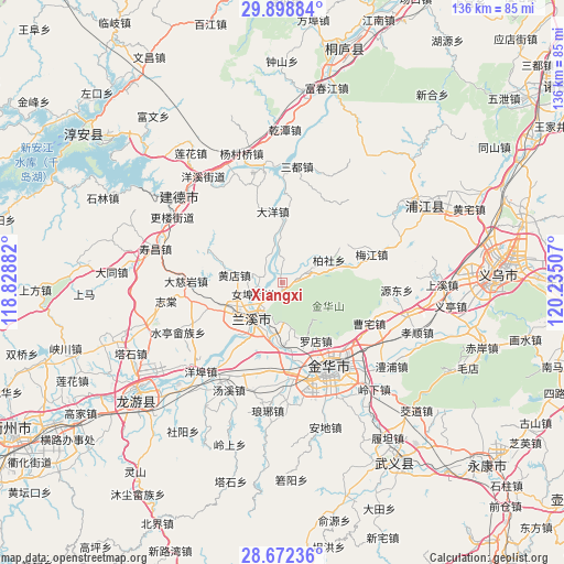 Xiangxi on map