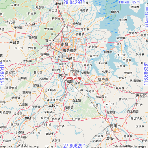 Xiangtang on map