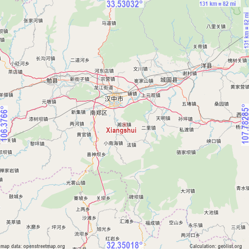 Xiangshui on map