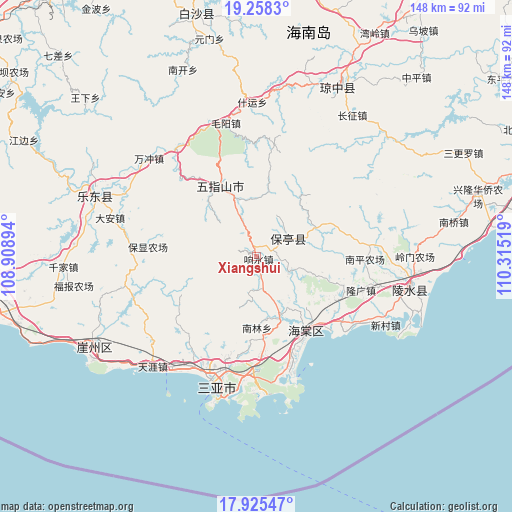 Xiangshui on map