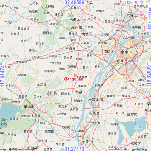 Xiangquan on map